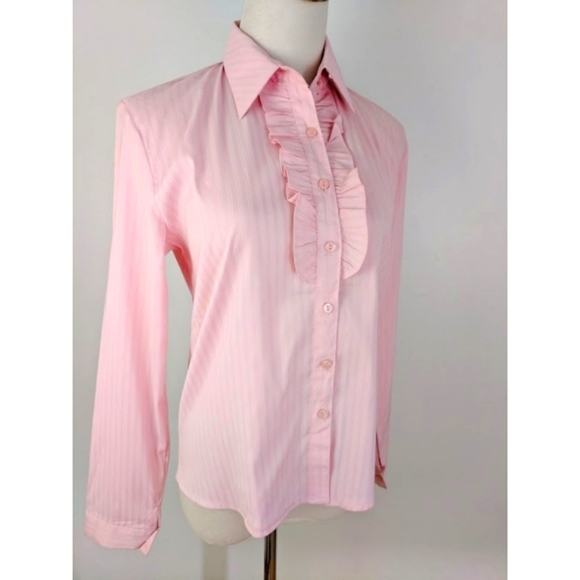 Pink Striped Collared Long Sleeves Shirt - Picture 4 of 9
